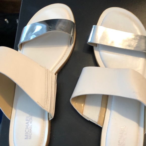 Michael Kors Shoes - Michael Kors silver/white sandals